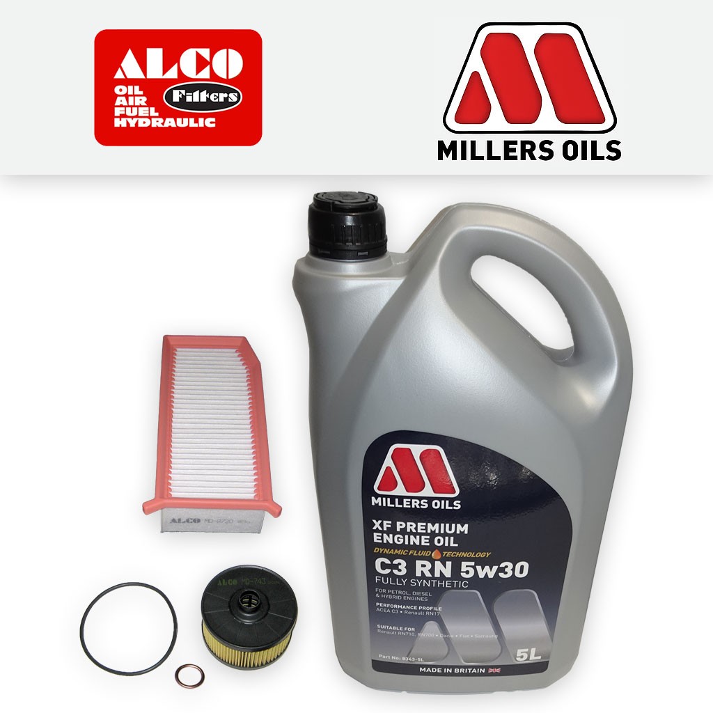 SERVICE KIT for DACIA SANDERO 0.9 TCE OIL AIR FILTER +RN 5w30 OIL (2019-2021)