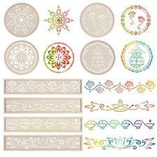 8 Pcs Diwali Rangoli Stencils 6.3"  12", 8Pcs R C