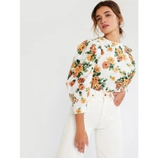 MILLE LILA POPOVER PUFFED SLEEVE TOP ANTIQUE ROSE XS