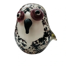 Vintage Murano Speckled Glass Owl Paperweight Figurine