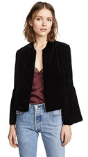 Ulla Johnson Womens Silk Velvet Mara Cropped Ruffle Shrug Blazer Jacket Coat S 4