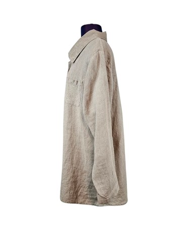 Flax Tan Natural 100% Linen Button Front Tunic Top Size Large Women's A39 - Picture 5 of 10