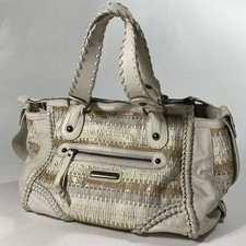 Isabella Fiore Woven Leather Top Handle Bag with Braided Straps