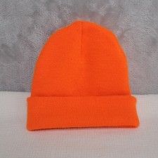 URBAN OUTFITTERS Bright Orange Knit Beanie Hat One Size Made in USA Acrylic