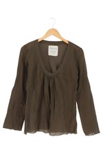 BLAUMAX Damen Bluse Gr. 38/M Braun Polyester Bohemian Casual Vintage