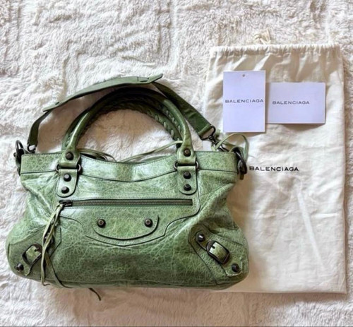 BALENCIAGA The First Light Green Leather 2Way Handbag103208 Y2K Authentic Japan