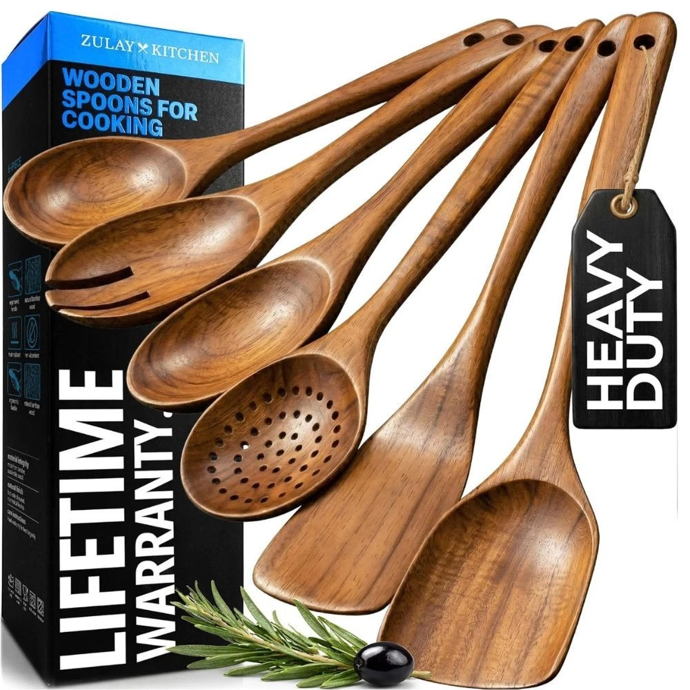 Zulay Teak Wooden Utensils Set