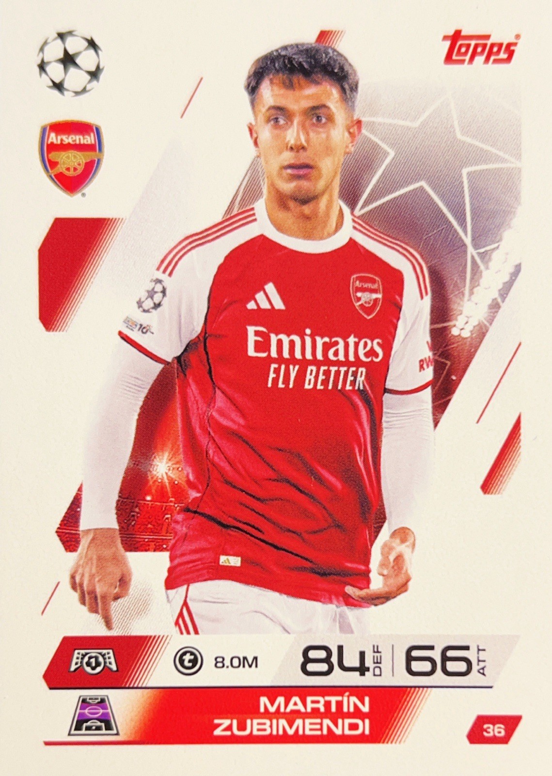 Topps Match Attax Martín Zubimendi Arsenal FC #36 UEFA Champions League