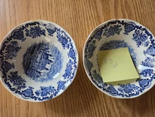 2 Royal Homes Of Britain Enoch Wedgwood Blue 6.25” Cereal Bowl Hand Engraved #3