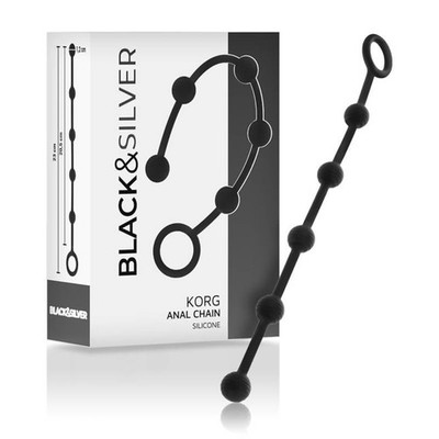 Black&Silver Korg - Silicone Beginner Anal Balls 20.5CM