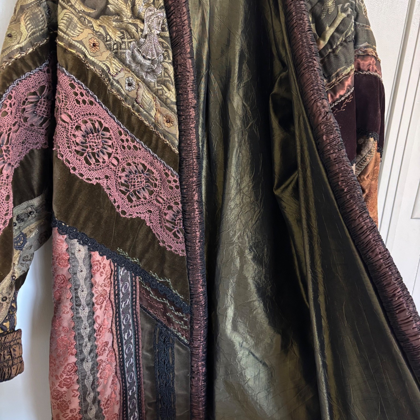 Vintage Crazy Quilt Patchwork Jacket Long Coat Ve… - image 10