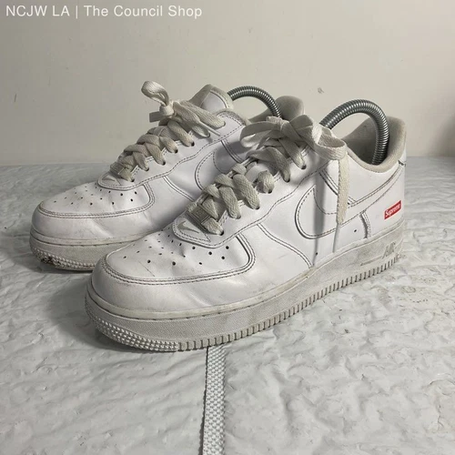 Nike Air Force 1 x Supreme Box Logo Blanc Baskets Homme Taille 6,5 Femme Taille 8