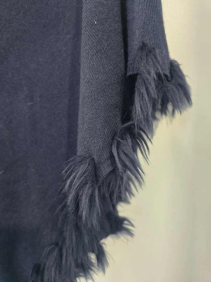 ALFANI женщин темно-синий капот шеи пончо W отделки искусственного меха-L/XL - Изображение 4 из 4