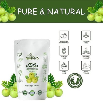 MYHERB Organic Amla Powder   227 g (0.5 lb)   100% Natural -Skin & Hair Wellness