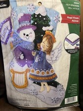 Bucilla Felt Handmade Finished Christmas Stocking 18  . Hug From Above