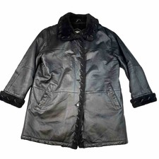 Women's Leather Jacket Fitz-wright Vintage Size L Color Black 80s