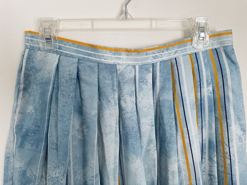 Vintage Madison Club Canada Blue Batik Pinstripe Soft Pleated Midi Skirt - Picture 3 of 7