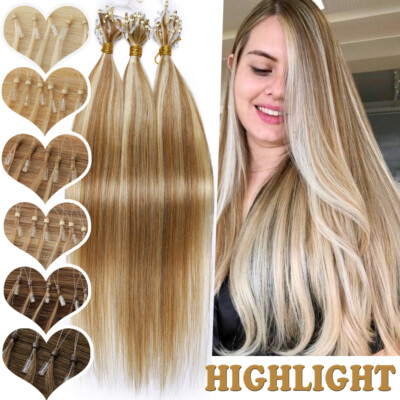 Real Thick Micro Loop Ring 100% FULL Remy Human Hair Extensions Beads Link 300S
