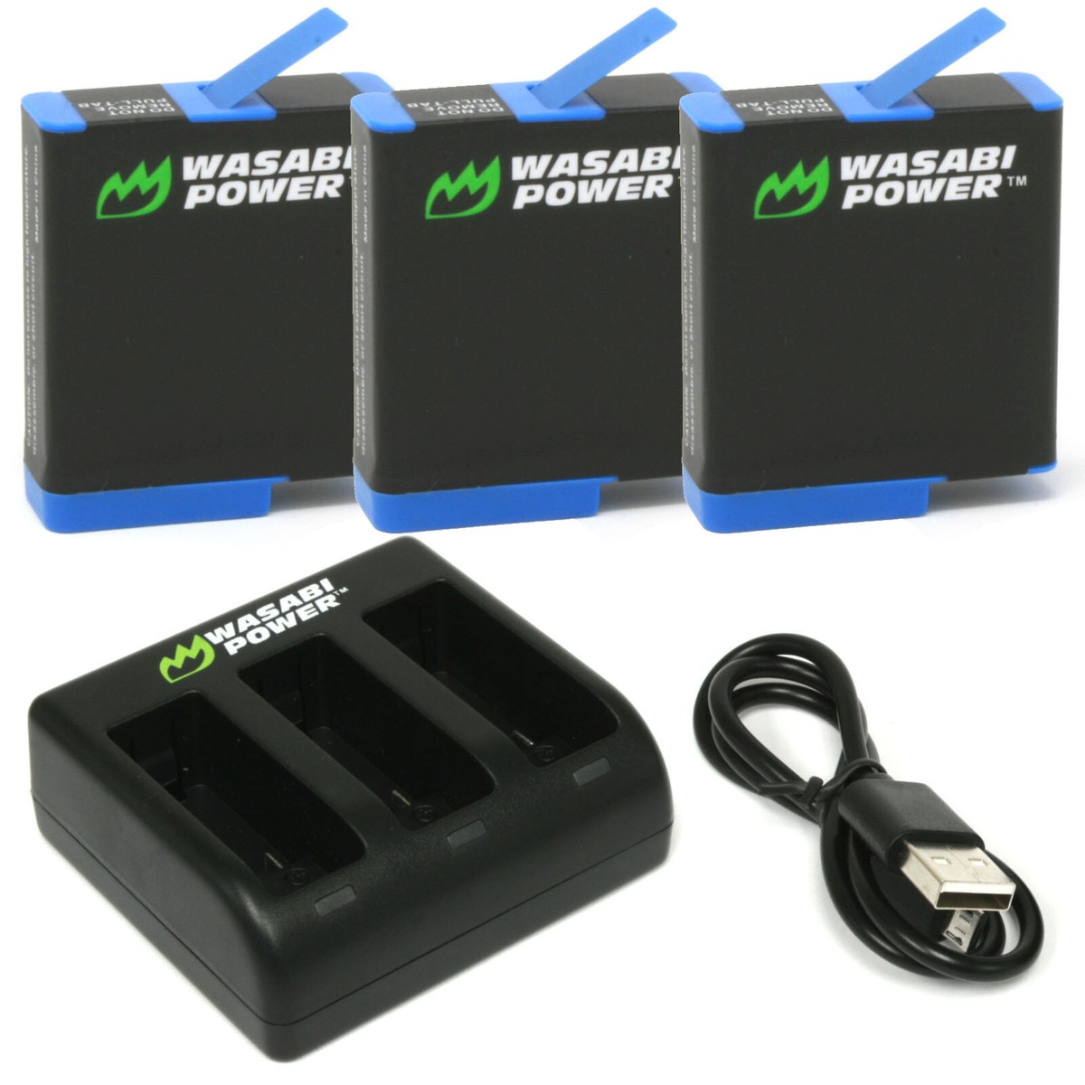 Wasabi Power Battery (3-Pack) and Triple Charger for GoPro HERO8