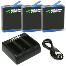Wasabi Power Battery (3-Pack) and Triple Charger for GoPro HERO8 Black