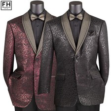 VINCI Men's Velvet Shawl-Collar Tuxedo Jacket XS-5XL, 2 Colors, Reg Fit - NEW