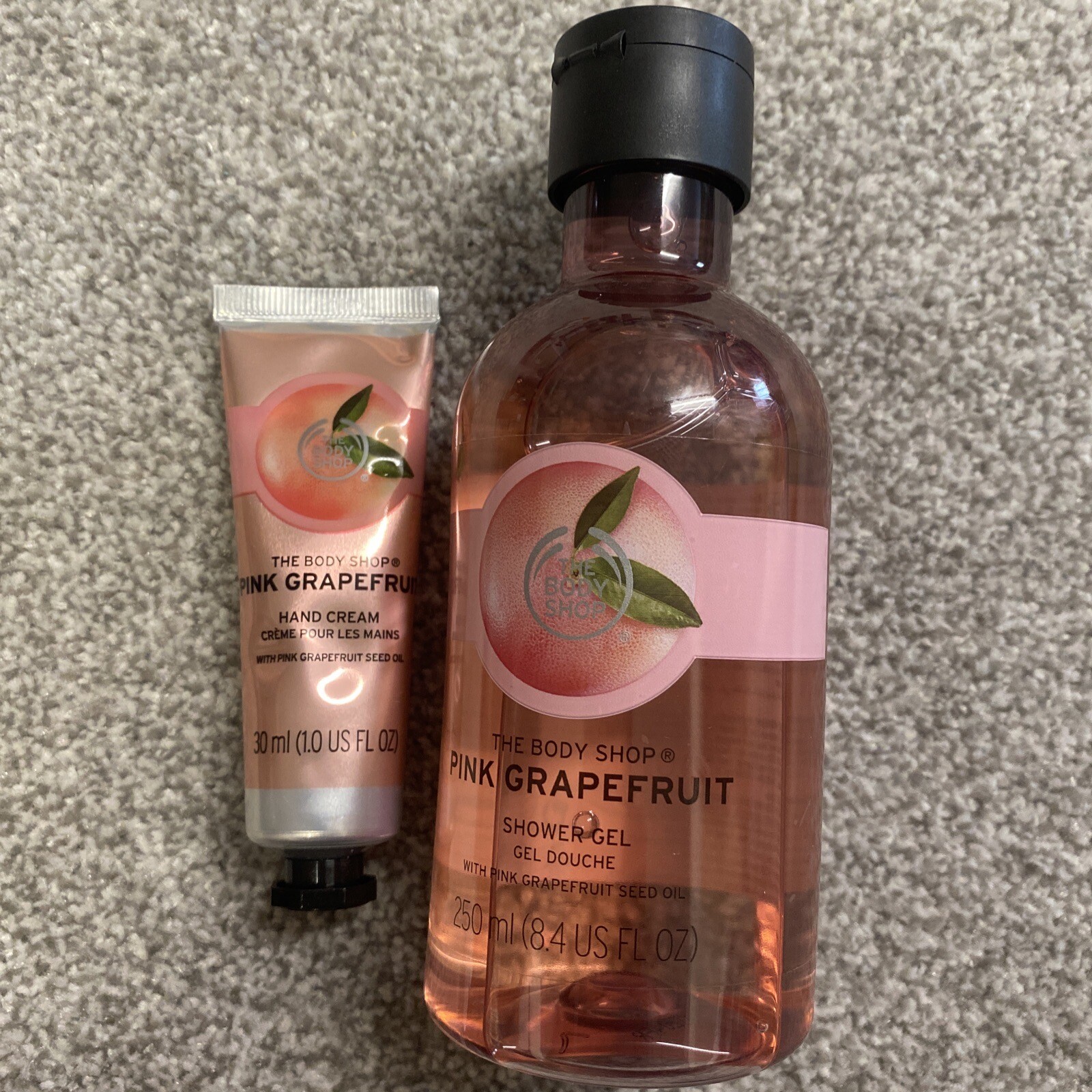 The Body Shop Pink Grapefruit Shower Gel 250ml, Hand Cream 30ml With Seed Oil