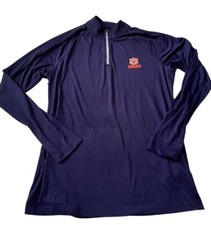 AU Auburn Tigers Under Armour Blue LS 1/4 Zip Pullover Shirt Men L Heat Gear
