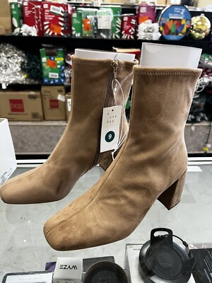 Women's Pippa Stretch Ankle Boots - A New Day Taupe 9