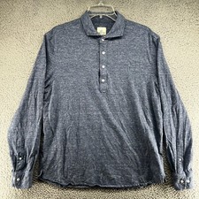 Johnnie-O Polo Shirt Mens L Indigo Elliot Stretch Hangin' Out Long Sleeve Logo