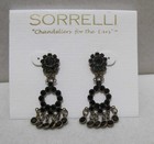 Dangling Chandelier Earrings New Noc Sorrelli Black Crystals Antique Gold Tone