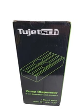 2 in 1 Bamboo Foil and Plastic Wrap Dispenser Organizer Holder with Cutter