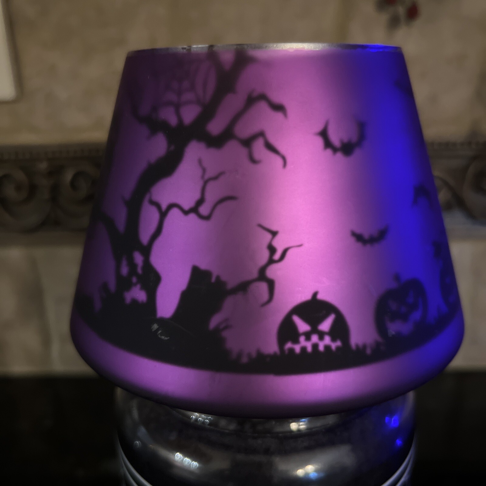 YANKEE CANDLE HALLOWEEN GLASS JAR CANDLE FLICKERING OWL LAMP SHADE TOPPER eBay