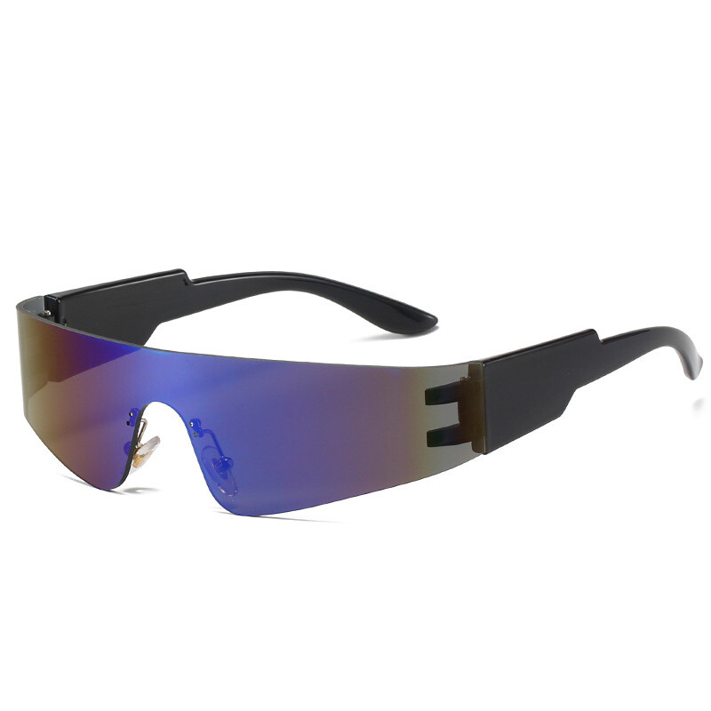 Futuristic Wrap Around Sunglasses UV400 Protection Unisex Cyberpunk Rimless Amazon.com: Crazy Feng Rimless Futuristic Wrap Around  main image 3