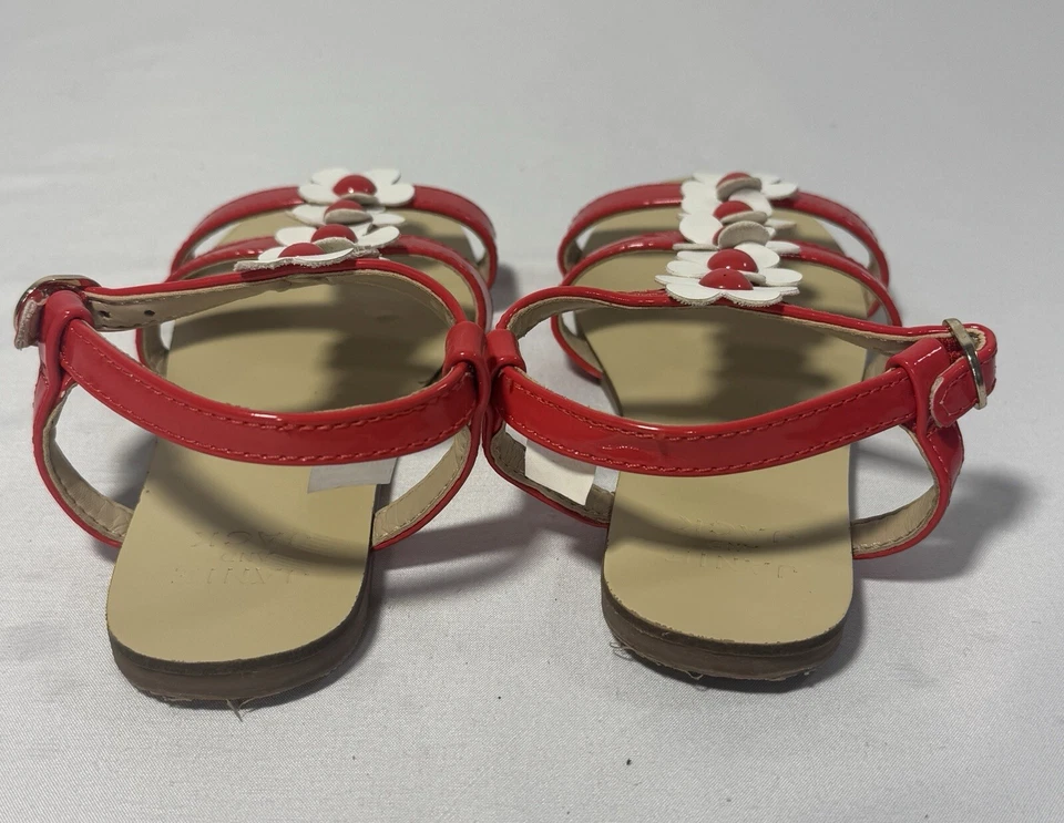 Janie and Jack Sandalias Flor Cuero Zapatos Correa Rojo Blanco Niñas Pequeñas Talla 10 Foto 4 de 4