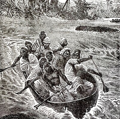 #ad Lady Alice Congo Rapids 1890 Wood Engraving Victorian Stanley In Africa DWAA2A $22.49