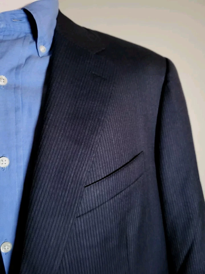 Exclusivo Traje Chaqueta TRAVELER 1934 Azul Negro Rayas 2 Piezas 46S 56 Pantalón Foto 3 de 4