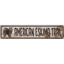 American Eskimo Trail 3"x12" metal street sign plaque Home Door Garage Wall
