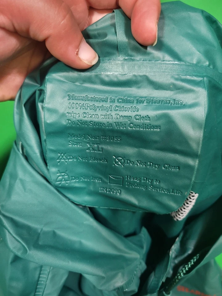 De Colección Stearns Primer Mate Impermeable XL Verde Pesca Navegación Chaqueta PVC Pescador Foto 2 de 4