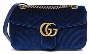 gucci marmont blue velvet bag