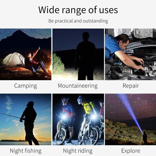 2000 Lumens Super Bright LED Tactical Flashlight USB Work Light Zoomable - Picture 11 of 12