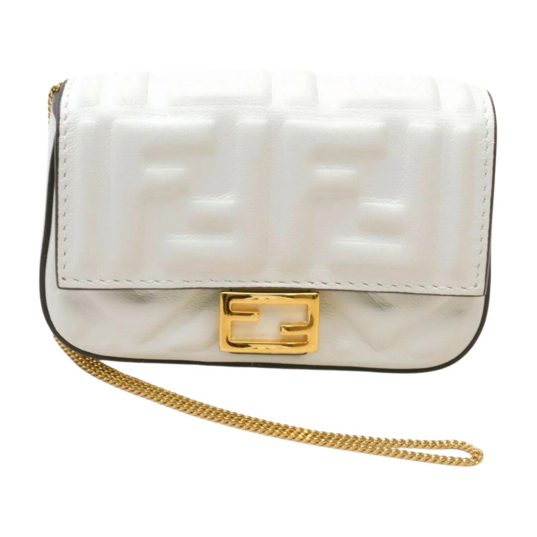 Fendi Nano Bucket Bag Charm 7AR844 White Authentic Shoulder Pouch