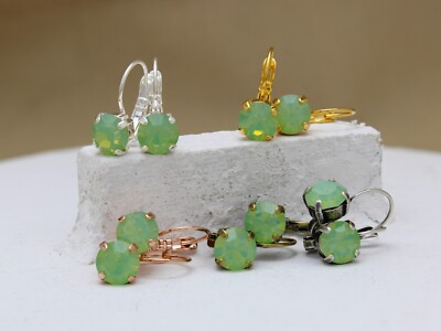 Grüner Opalhebel Rückseite Ohrringe Auswahl von 5 Oberflächen Geschenk für ihre Opal Ohrringe