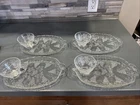 Snack Trays Anchor Hocking Set Glass Grapes Crystal 4 Serving Tray Cups Vintage