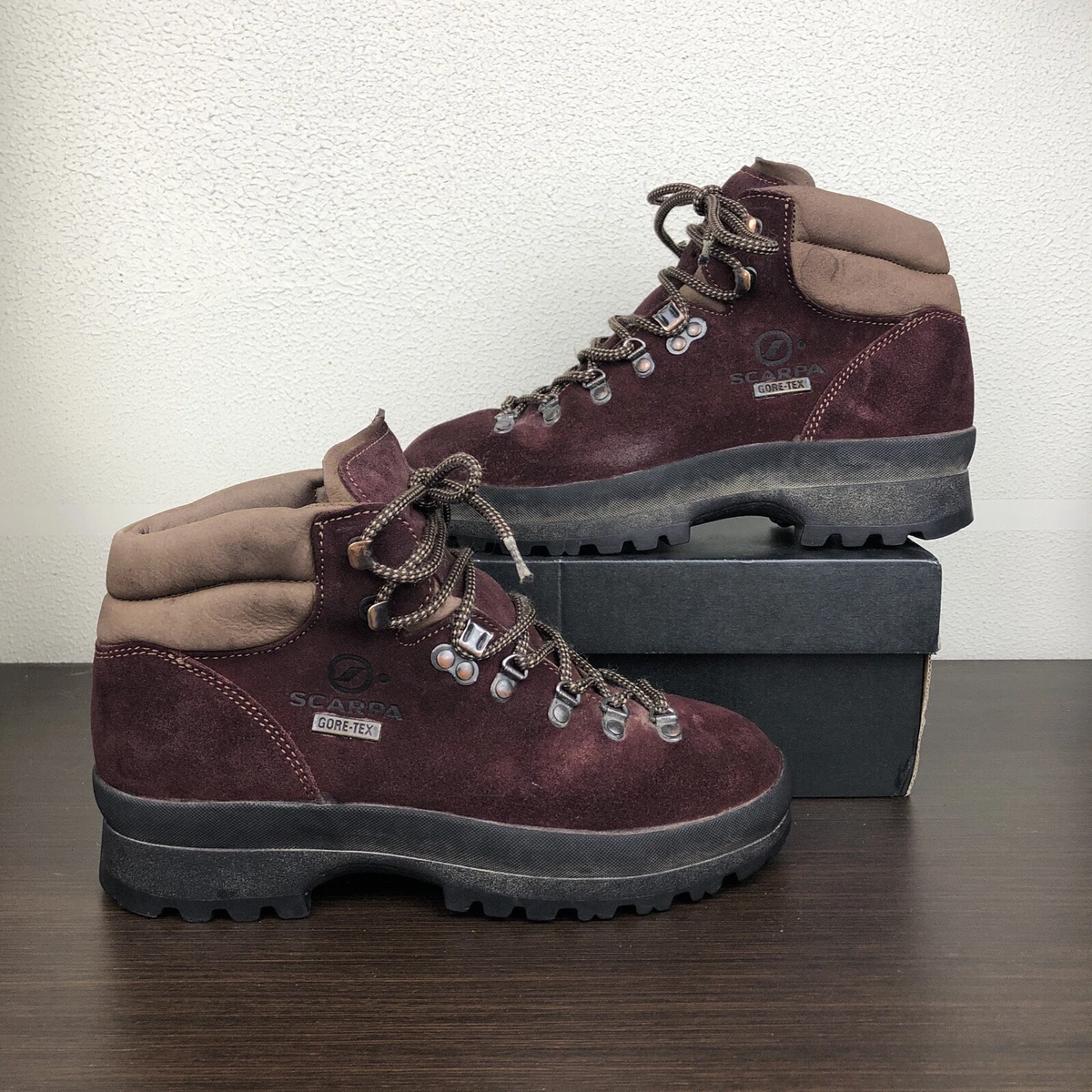 Vintage Scarpa Burgundy Suede Women s Boots Vibram EU 40 UK 6.5 US 7.5