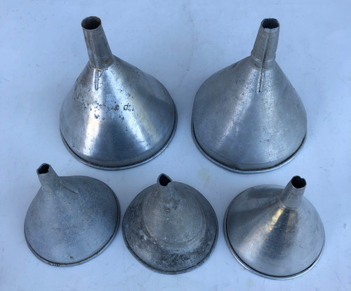 Lot of 5 Vintage Misc. Antique Aluminum Funnels
