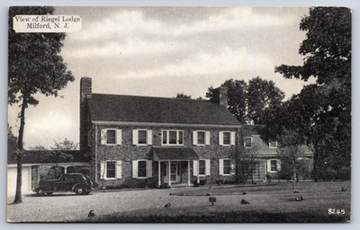View of Riegel Lodge Milford New Jersey NJ c1940 Postcard