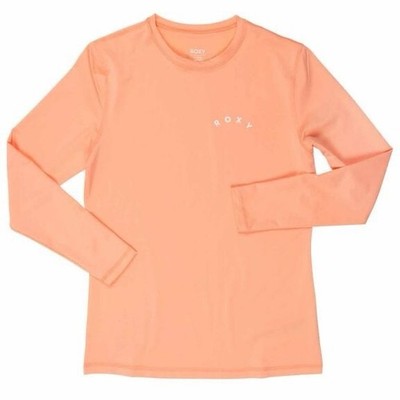 Roxy Enjoy Waves Rash Guard Swim Long Sleeve Top Women s M Peach *Flaw*