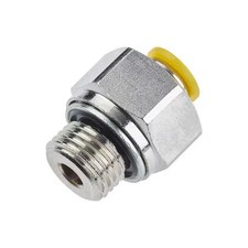 Parker 68Plp-12M-4G Metric Metal Push-To-Connect Fitting, Brass, Silver