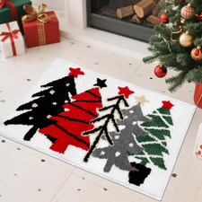 Christmas Tree Bath Mat, Non-Slip Absorbent Bathroom Rugs, Christmas Rug Winter