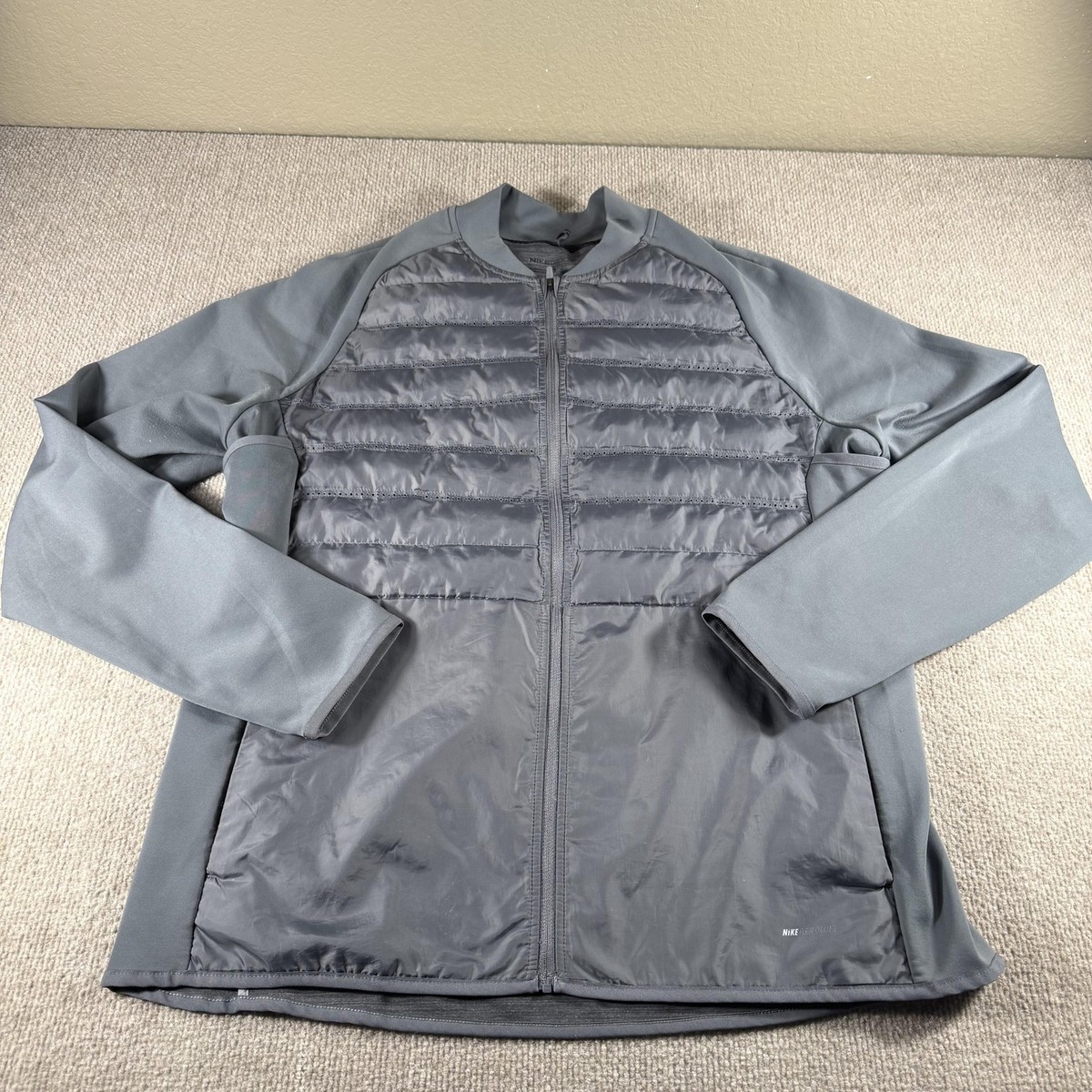 NIKEgolf エアロロフト　ゴルフウェア　中綿　グレー　ナイロン　スウェット Nike AeroLoft Jacket Mens Large Gray Full Zip Golf Insulated